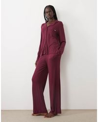 DKNY - Long Sleep Ribbed Pyjama Set - Lyst