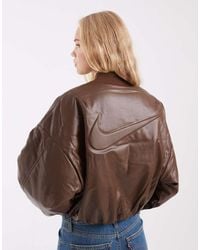 Nike - Faux Leather Bomber Jacket - Lyst