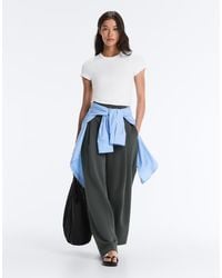 Oysho - Striped Cotton Piqué Wide-Leg Trousers - Lyst
