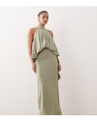 TFNC London - Slinky High Neck Halter Detail Backless Maxi Dress - Lyst