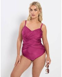 Yours Clothing - Double Crossover Tummy Control Swimsuit - Lyst