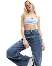 Tommy Hilfiger - Crop top a coste larghe con stemma - Lyst