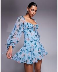 Love Triangle - Milkmaid Mini Dress With Tie Detail - Lyst