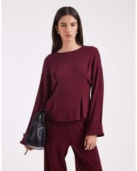 ASOS - Fine Knitted Cinch Waist Deep-cuff Long Sleeve Top - Lyst