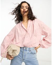 & Other Stories Floral Embroidered Blouse - Pink