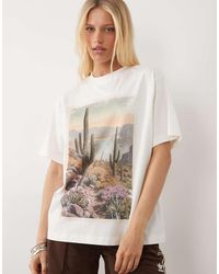 ASOS - Oversized T-shirt With Distressed Cactus Postcard Graphic - Lyst