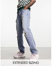 ASOS - Straight Leg Jeans With Busted Knee - Lyst