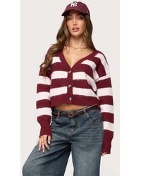 Edikted - Kaz Striped Knit V Neck Cardigan - Lyst
