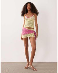 Motel - Sirna Lace Mini Skirt With Removable Belt - Lyst