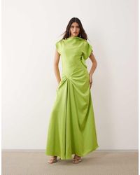 ARRANGE - Split Shoulder Draped Maxi Dress - Lyst