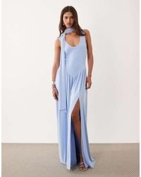 ASOS - Slinky Maxi Dress With Scarf Detail - Lyst