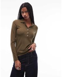 ARKET - Stretch Jersey Rib Top With Deep Placket Polo Collar - Lyst