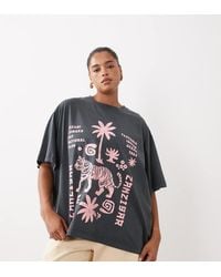 ASOS - Asos Design Curve Oversized T-Shirt With Scandi Tiger Graphic - Lyst