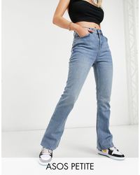 ASOS - Asos design petite - jeans a zampa elasticizzati a vita alta, anni '70 lavaggio chiaro - Lyst