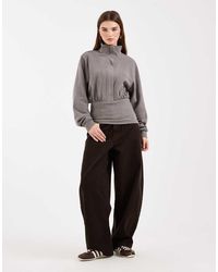 ASOS - Supersoft Half Zip Funnel Neck Top With Cinched Waist - Lyst