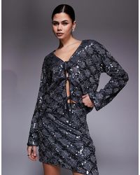 Object - Top d'ensemble noué devant à sequins contrastants - foncé - Lyst