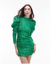 TOPSHOP - Jacquard Sleeve Detail Mini Dress - Lyst