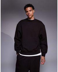 ASOS - Sudadera Marrón Extragrande De Tejido Grueso De 400 G/M² Premium De - Lyst