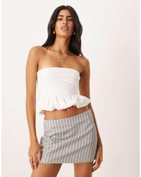 ASOS - Cotton Ruched Bandeau Top With Bubble Hem - Lyst