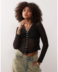 Collusion - Mesh Hooded Jacket With Hook And Eye Detailing - Lyst