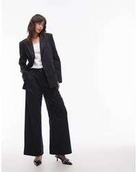 & Other Stories - Pantalones Azules De Pernera Ancha Con Raya Diplomática De Mezcla De Lana Elástica De & (Parte De Un Conjunto) - Lyst