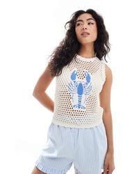 ASOS - Débardeur en maille à motif homard bleu - écru - Lyst