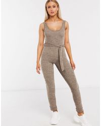 Missguided Бежевый Комбинезон С Поясом -светло-бежевый - Многоцветный