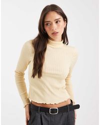 Miss Selfridge - Ribbed High Neck Top - Lyst