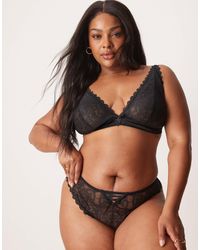 ASOS - Asos Design Curve Blake Heart Lace Brazilian With Corset Detail - Lyst
