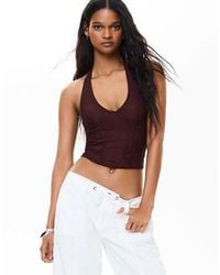 Bershka - Lace Corset Halter Top - Lyst