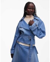 ASOS - Oversized Cropped Trench Denim Jacket - Lyst