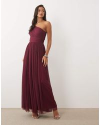 LACE & BEADS - Bridesmaid One Shoulder Scarf Neck Maxi Dress - Lyst