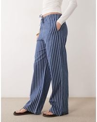 Mango - 100% Cotton Tie Waist Denim Trouser - Lyst