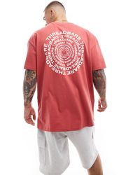 Threadbare - T-shirt oversize à logo imprimé au dos - minéral - Lyst
