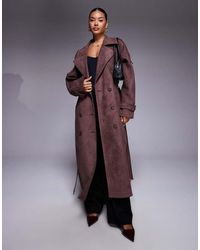 Aria Cove - Faux Suede Belted Trench Maxi Coat - Lyst