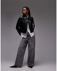 Mango - Leather Boxy Jacket - Lyst