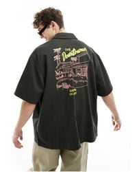 ASOS - – oversize-hemd aus twill mit reißverschluss vorn und rückenprint im stil der 90er - Lyst