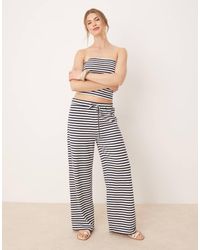 ASOS - Pantaloni A Fondo Ampio E Vita Bassa Blu E Bianchi A Righe - Lyst
