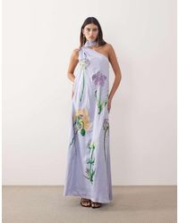 ARRANGE - Botanical Floral Embroidered One Shoulder Maxi Dress - Lyst