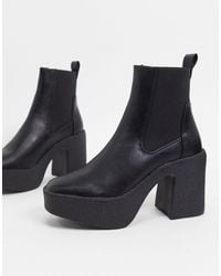 truffle collection chunky chelsea heeled ankle boots in black