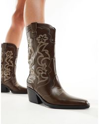 Pull&Bear - Western Cowboy Boot With Embroidered Detail - Lyst