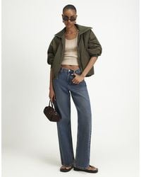 River Island - Funnel Neck Bubble Hem Bomber Jacket - Lyst