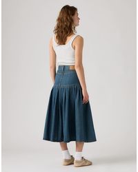 Levi's - Yoked Pleated Maxi Denim Skirt - Lyst