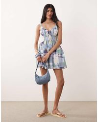 Abercrombie & Fitch - V Neck Smocked Mini Dress Skort - Lyst