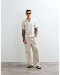 Weekday - Camicia Stile Resort A Maniche Corte Color Cuoio - Lyst