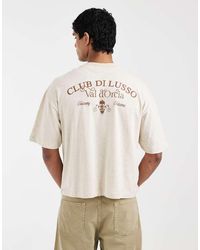ASOS - Boxy Oversized Linen Mix T-shirt With Back Text Graphic - Lyst