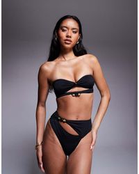 ASOS - Tara Bandeau Bikini Top With Beading Detail Hardware - Lyst