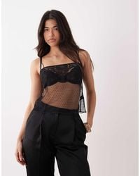 ASOS - Lace Trim Cami Top With Textured Mesh - Lyst