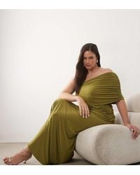 ASOS - Asos Design Curve Off Shoulder Wrap Bodice Detail Maxi Dress With Train - Lyst