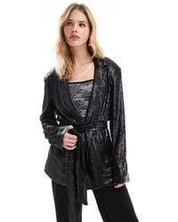 ASOS - Sequin Tie Waist Blazer - Lyst